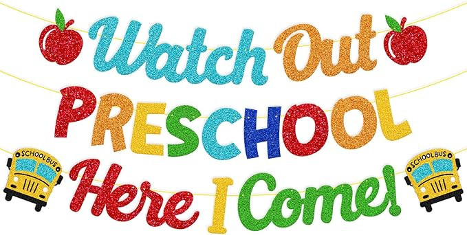 Welcome to Preschool Banner Watch Out Preschool Here I Come Decoration First Day of School Welcom... | Amazon (US)