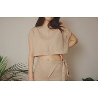 Linen Crop Top - Sustainable Summer Top, Boho Minimalist Clothing, Handmade Organic Shirt, Natural Fabric Tank | Etsy (US)