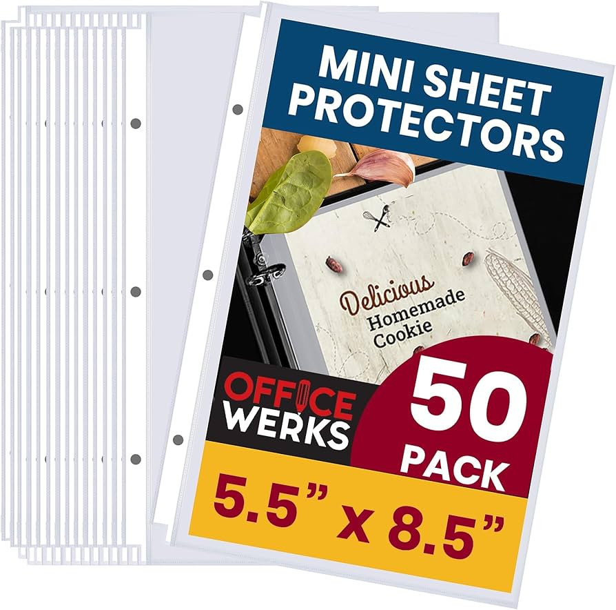 Officewerks Heavyweight Clear Mini Sheet Protectors Holds 5.5 x 8.5 Inch Sheets, Fits a 3-Ring Bi... | Amazon (US)