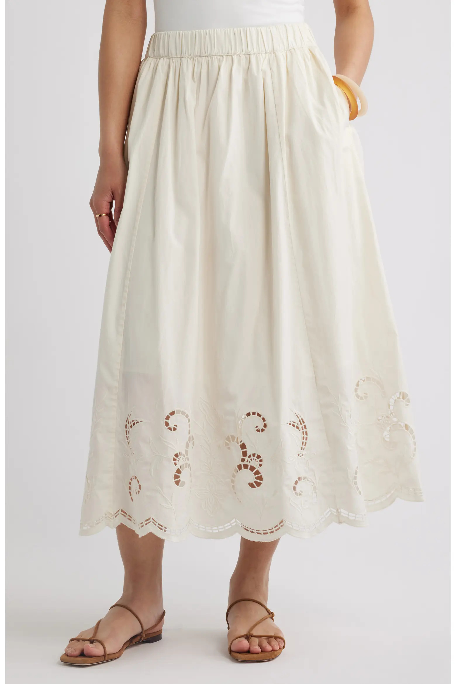 Nordstrom Schiffli Embroidered Midi Skirt (Women) | Nordstrom | Nordstrom