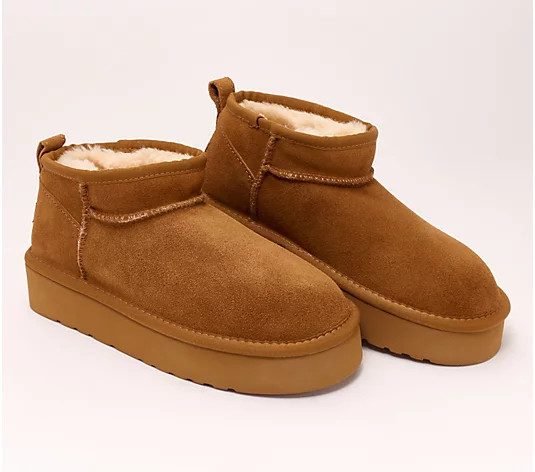 Lamo Water Resistant Suede Platform Boots - Ellie - QVC.com | QVC