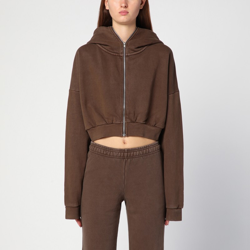 Organic cotton brown cropped sweatshirt | The Double F
