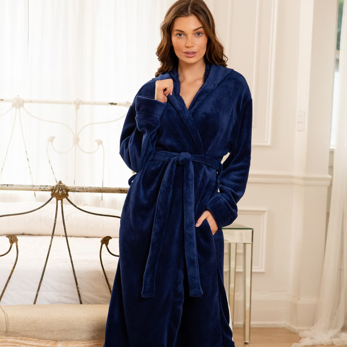 ADR Soft Plush Fleece Women's Robe with Hood, Warm Lightweight Hooded Womens Bathrobe | Target