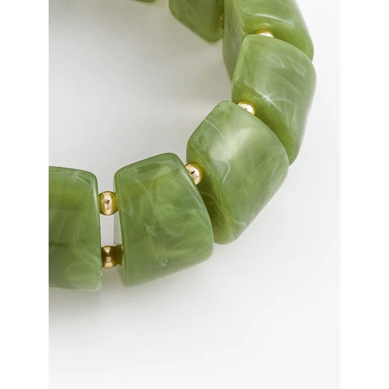 Scenario Women's Green Marbled Resin Stretch Bracelet | Walmart (US)