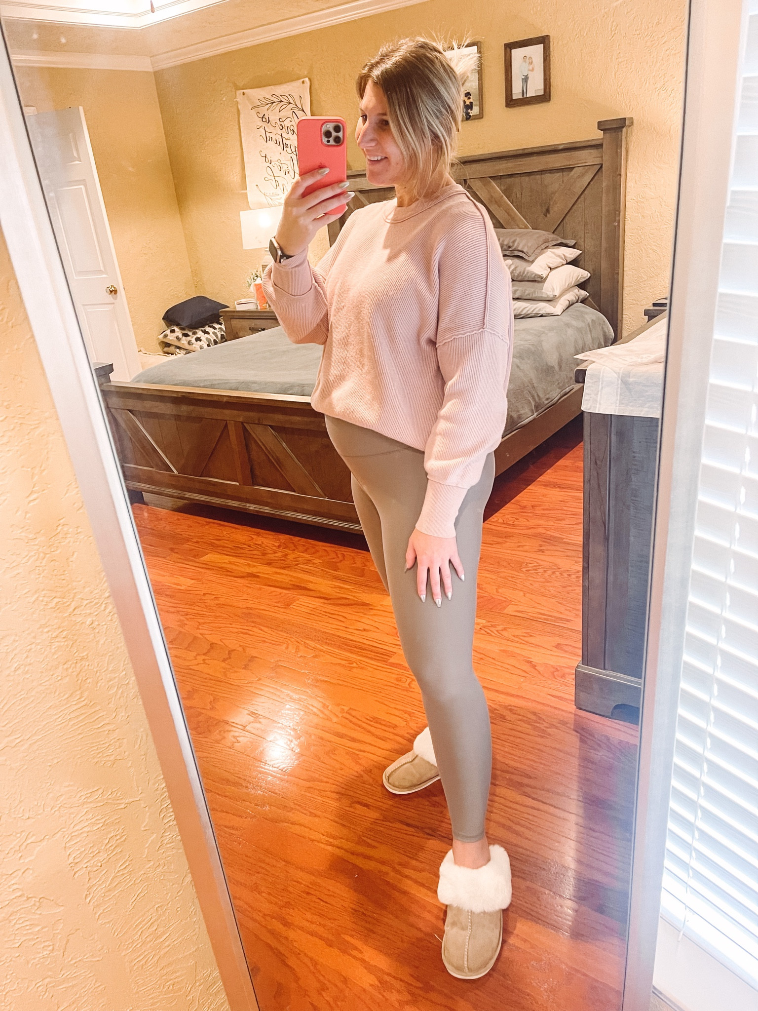 Sunday outfit of the day • cozy outfit • bump friendly • ugg dupe slipper • free people dupe sweater • bump style • mom to be style • easy outfit • every day style 

#LTKbump #LTKSeasonal #LTKxAF