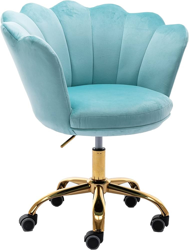 ZOBIDO Comfy Home Office Task Chair with Wheels, Cute Modern Upholstered Velvet Seashell Back Adj... | Amazon (US)