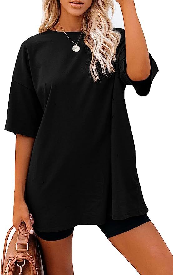Dokotoo Womens Casual Tops Short Sleeve Crewneck Shirts Loose Blouse Basic Tee T-Shirt and Blouse... | Amazon (US)