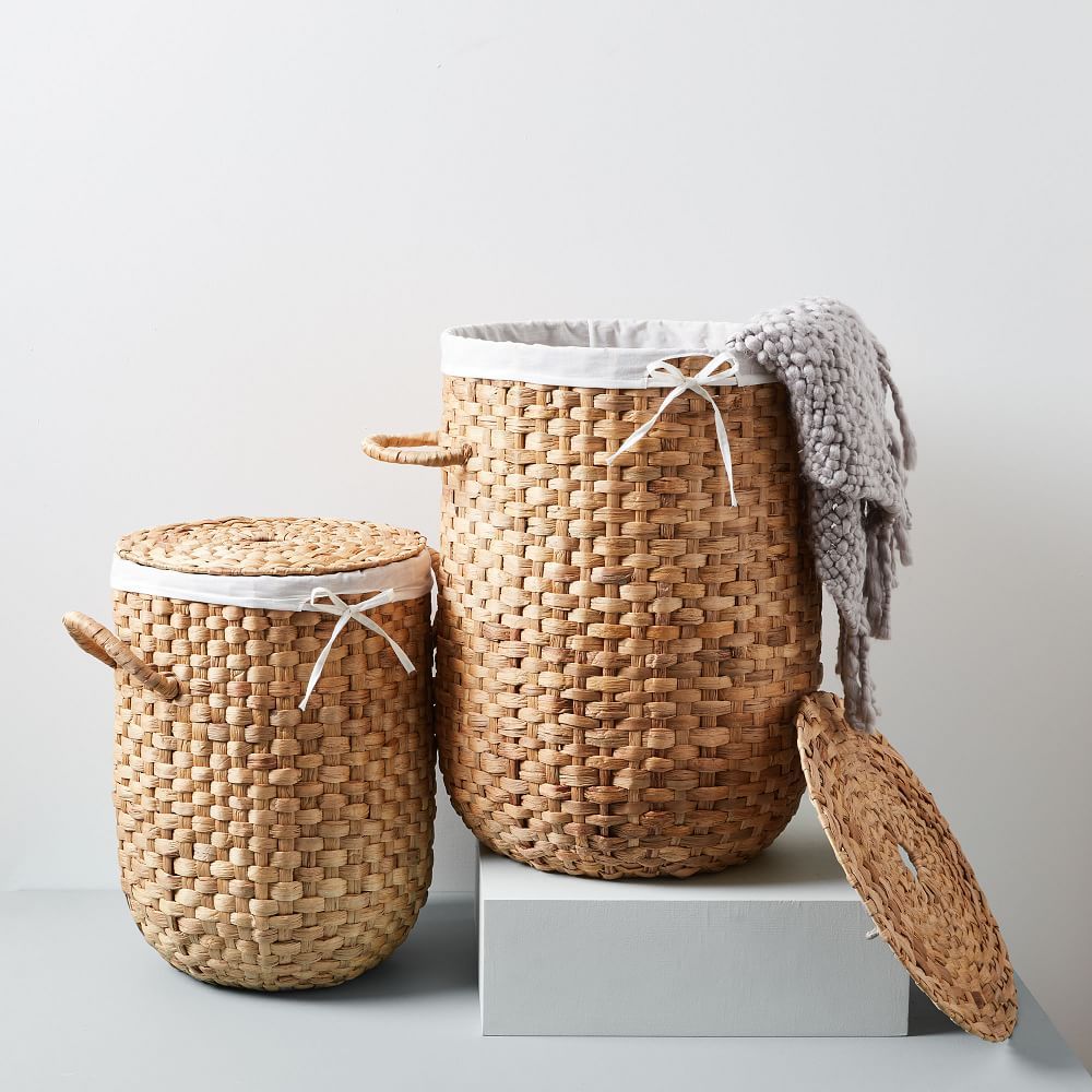 Rounded Weave Rattan Hampers | West Elm (US)