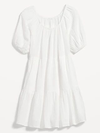 Puff-Sleeve Tiered Mini Swing Dress for Women | Old Navy (US)