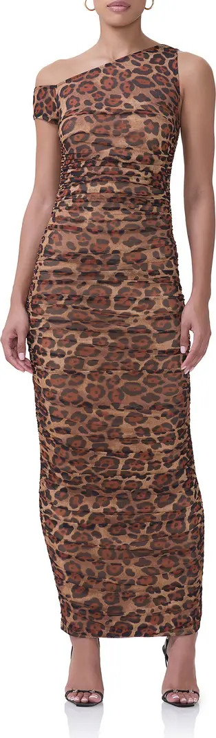 AFRM Biona One-Shoulder Ruched Mesh Maxi Dress | Nordstrom | Nordstrom