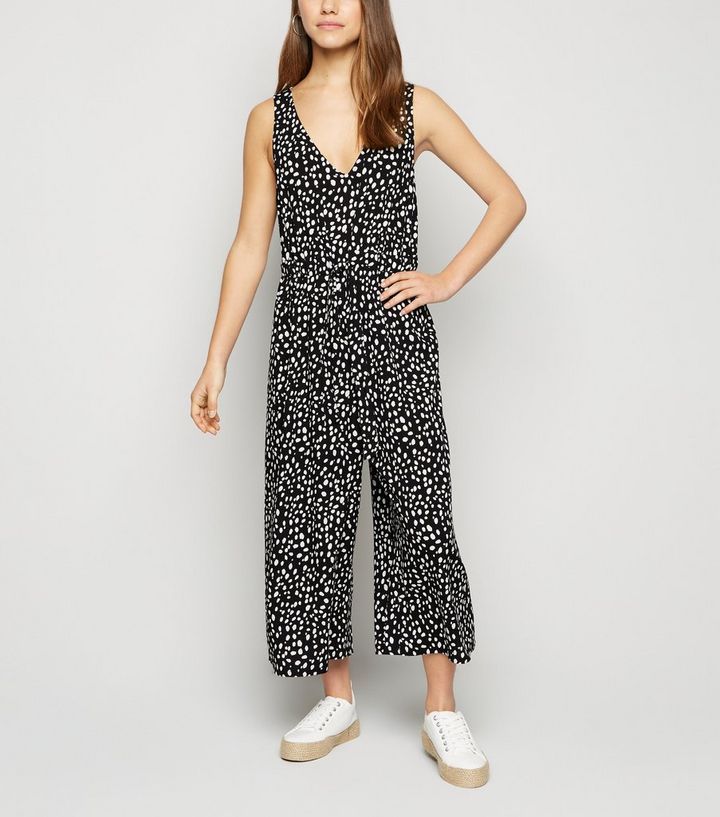 Petite Black Spot Crop Wide Leg Jumpsuit
						
						Add to Saved Items
						Remove from Saved ... | New Look (UK)