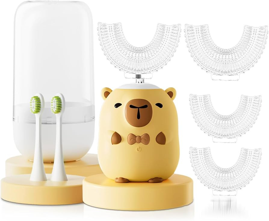 Kids Electric Toothbrush U Shaped - Cartoon Capybara with 6 Brush Heads Full Mouth Degree Cleanin... | Amazon (US)