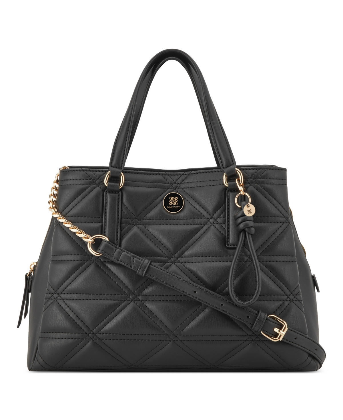 Nine West Harland Medium Satchel Bag - Black | Macy's