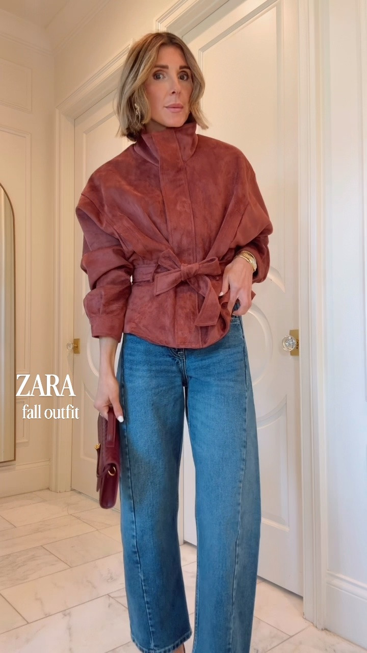 This is one of my favorite suede jackets for fall! I’m wearing size small in the jacket and 25 in the pants, fit tts.