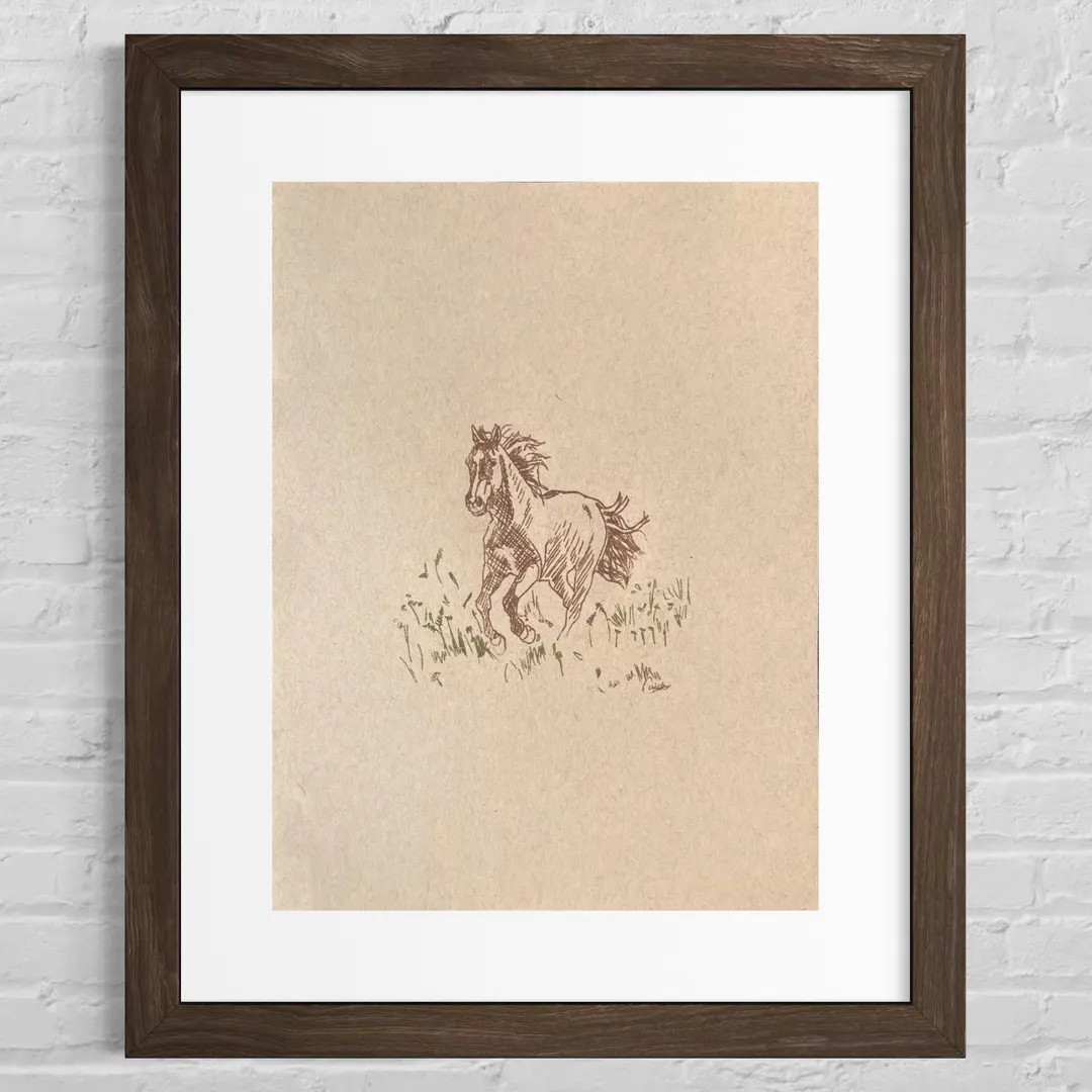 Running Horse - Original Hand-drawn Artwork / Western Wall Art / Oil Pastel on Paper - Etsy | Etsy (Global)