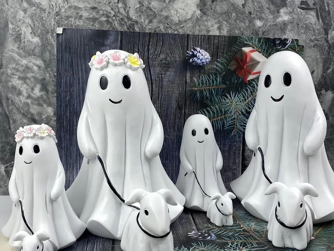 Cute Ghost Walking Dog Figurine Halloween Ghost Decor rude Ghost Ornament Halloween Decor Ghost T... | Etsy (US)