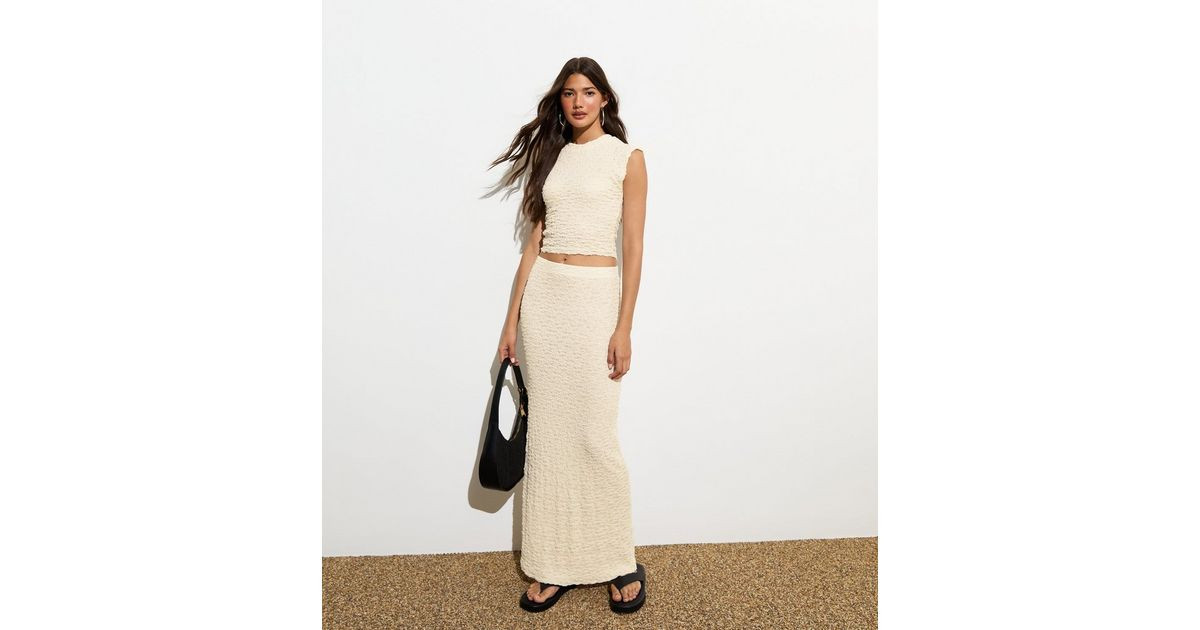 Cream Textured Midi Skirt | New Look | New Look (UK)