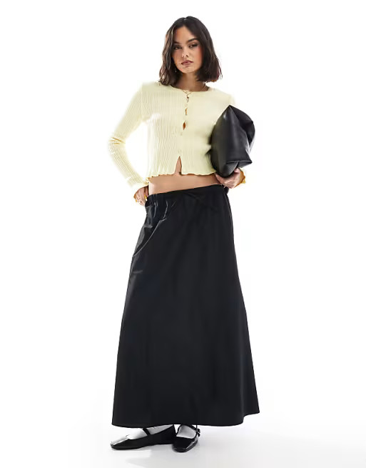 ASOS DESIGN a line maxi skirt in taffeta in black | ASOS (Global)