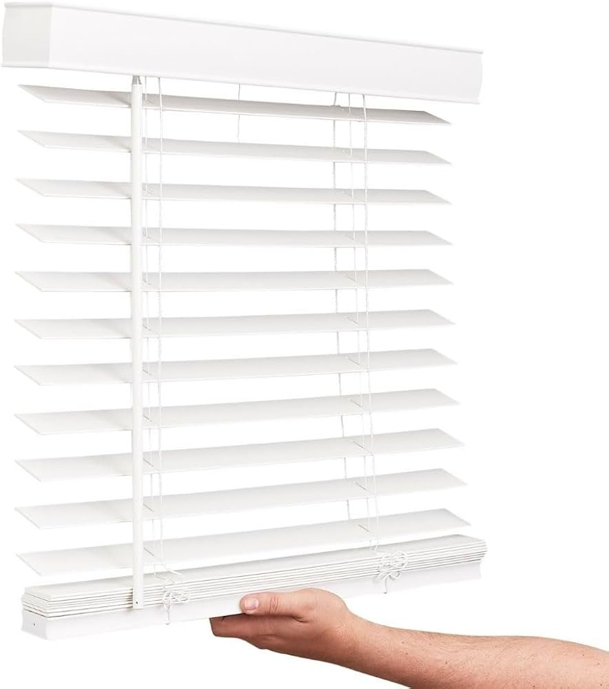 LOTUS & WINDOWARE Cordless Faux Wood Blinds, 24" Wide x 48" Long, Smooth, Snow White, 2 Inch Hori... | Amazon (US)