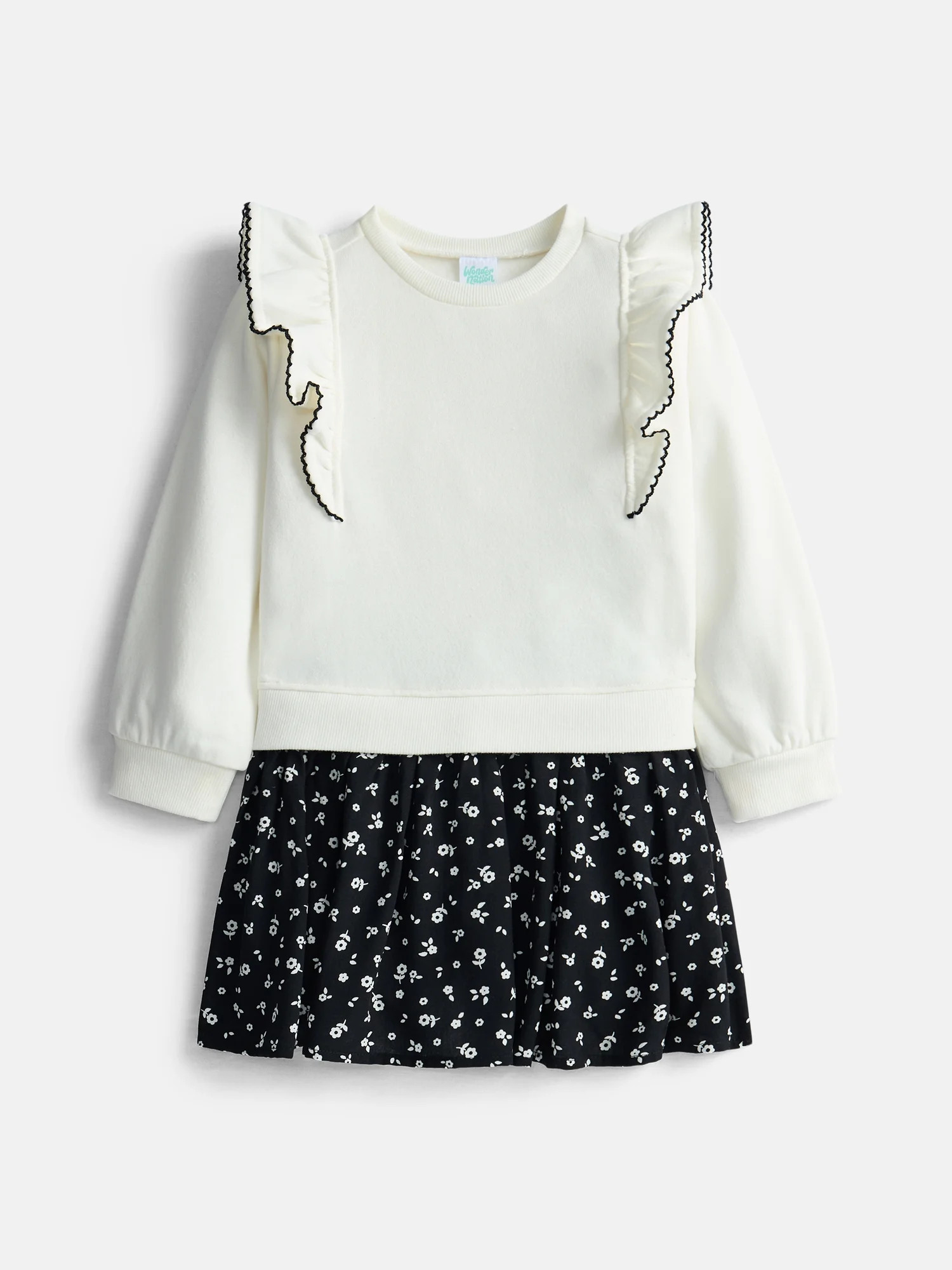 Wonder Nation Toddler Girls' Sweatshirt Dress with Long Sleeves, Sizes 12M-5T | Walmart (US)