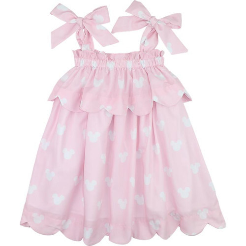 Pink And White Mouse Ears Shoulder Tie Dress | Cecil and Lou