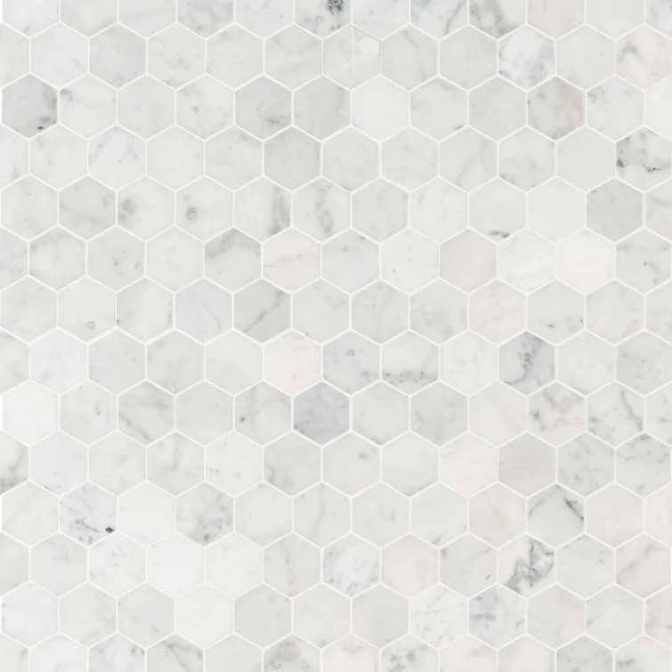 Carrara 2" x 2" Marble Honeycomb Mosaic Wall & Floor Tile | Wayfair North America