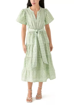 Crown & Ivy™ Petite Short Sleeve Belted Midi Dress | Belk