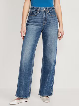 Curvy Extra High-Waisted Sky-Hi Wide-Leg Jeans for Women | Old Navy (US)
