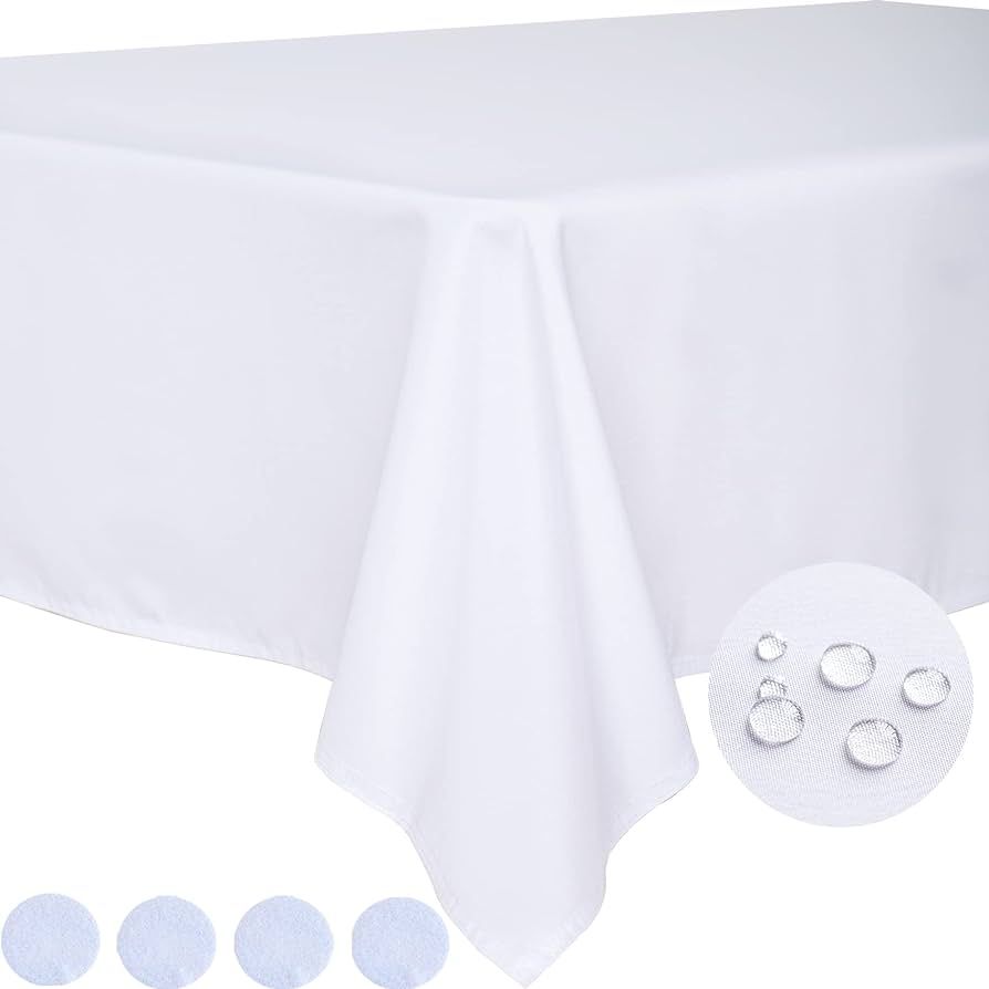 BYDOLL Table Cloth White 60x84 Inch Tablecloth for 6 Foot Rectangle Tables Outdoor Washable Wrink... | Amazon (US)