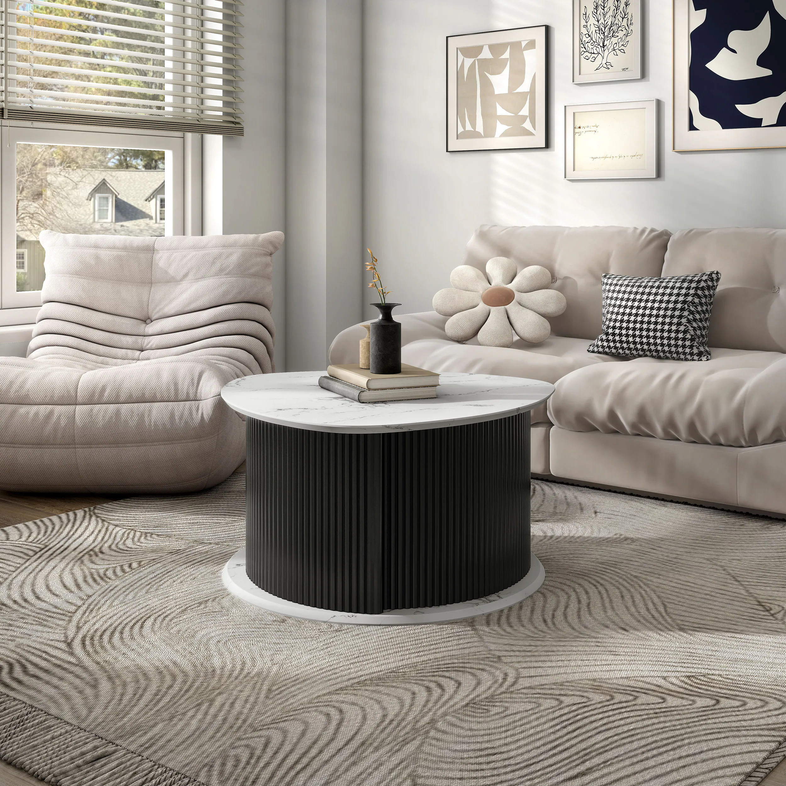 Furniture of America Modern Triangle Faux marble White 29-in W x 15-in H Coffee Table | EC-4425C | Lowe's