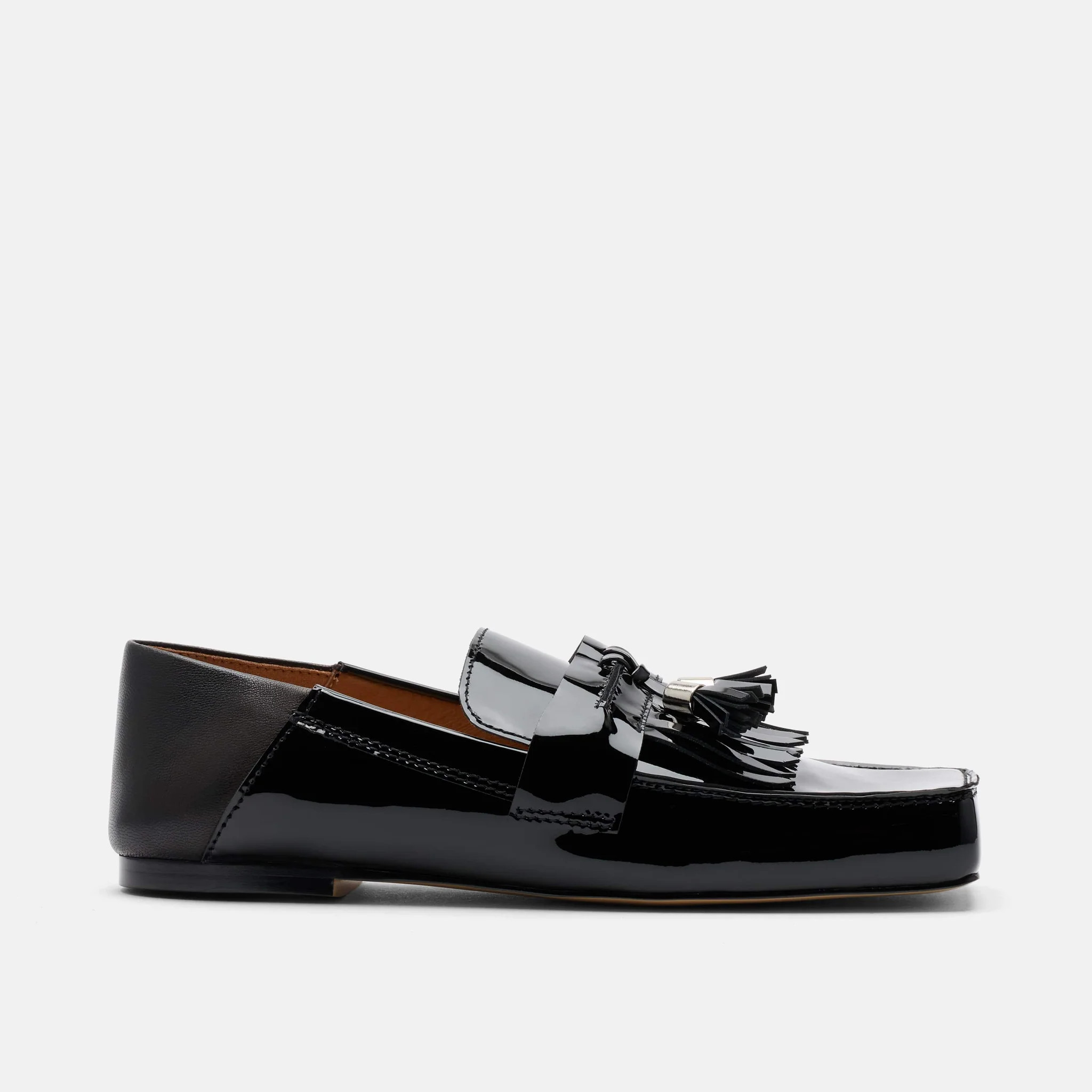 Simone Black Patent Leather Tassel Loafers | Marc Nolan