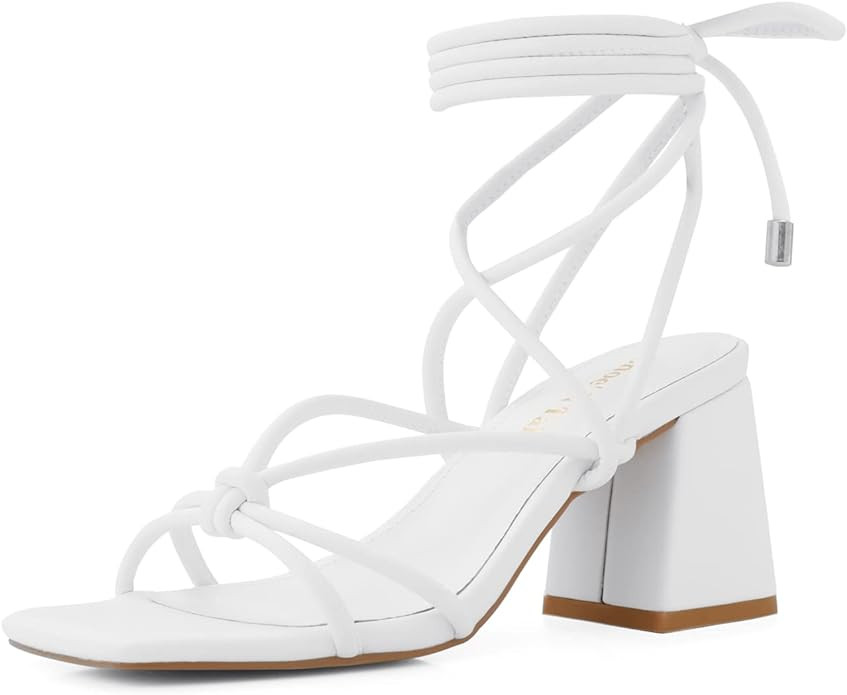 Shoe'N Tale Lace Up Heels for Women Ankle Strappy Gladiator High Heeled Sandals Chunky Block Heel... | Amazon (US)