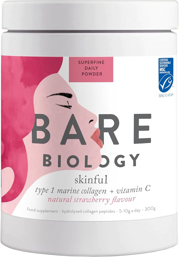 Bare Biology Collagen Powder + Vitamin C, 300g/60 Servings, Strawberry Flavour - Skinful Pure Mar... | Amazon (UK)
