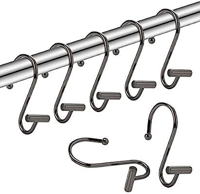 Amazer Shower Curtain Hooks, Durable Rust-Resistant Metal Shower Curtain Rings for Bathroom Showe... | Amazon (US)