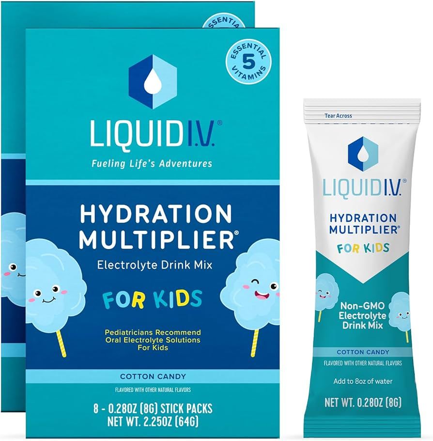 Liquid I.V. Hydration Multiplier Kids - Blue Cotton Candy - Hydration Powder Packets | Electrolyt... | Amazon (US)