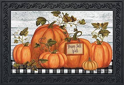 Amazon.com: Happy Fall Y'all Pumpkins Primitive Doormat Autumn Indoor Outdoor 30" x 18" : Everyth... | Amazon (US)