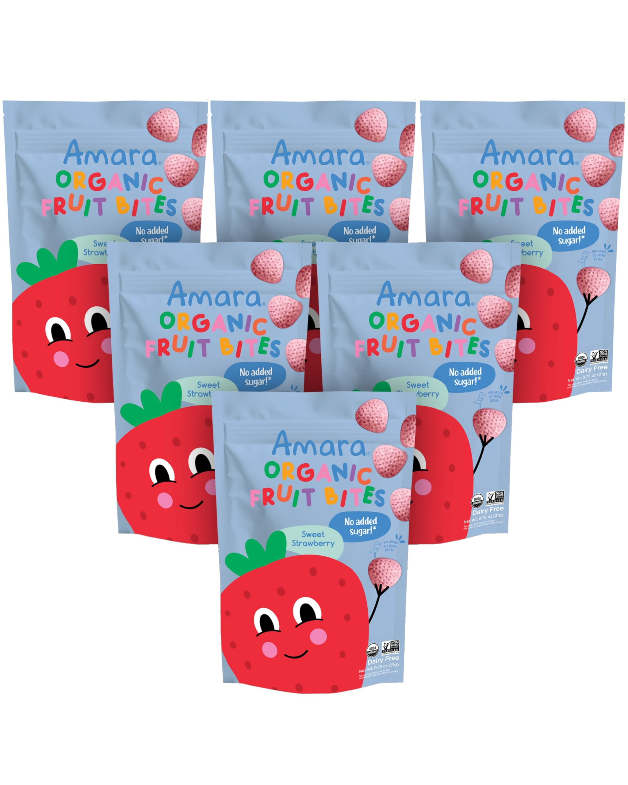 Amara Organic Fruit Bites Sweet Strawberry - No Added Sugar, Dairy-Free, Nut-Free Organic Fruit S... | Amazon (US)