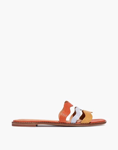The Wave Slide Sandal in Colorblock Lizard Embossed Leather | Madewell