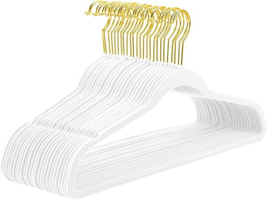MIZGI Premium Velvet Hangers Pack 50 Pcs Heavyduty - Non Slip Slimline - Velvet Suit Hangers Whit... | Amazon (US)
