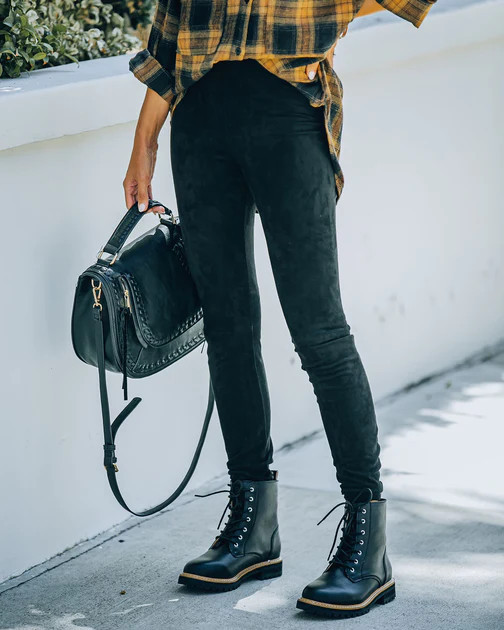 Hudson High Rise Faux Suede Legging - Black | VICI