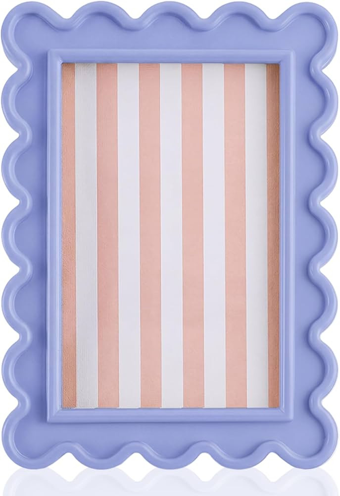 AceOrbit 4x6 Inches Light Purple Flower Wavy Scalloped Picture Frame Cute Wavy Edge Wooden Real G... | Amazon (US)