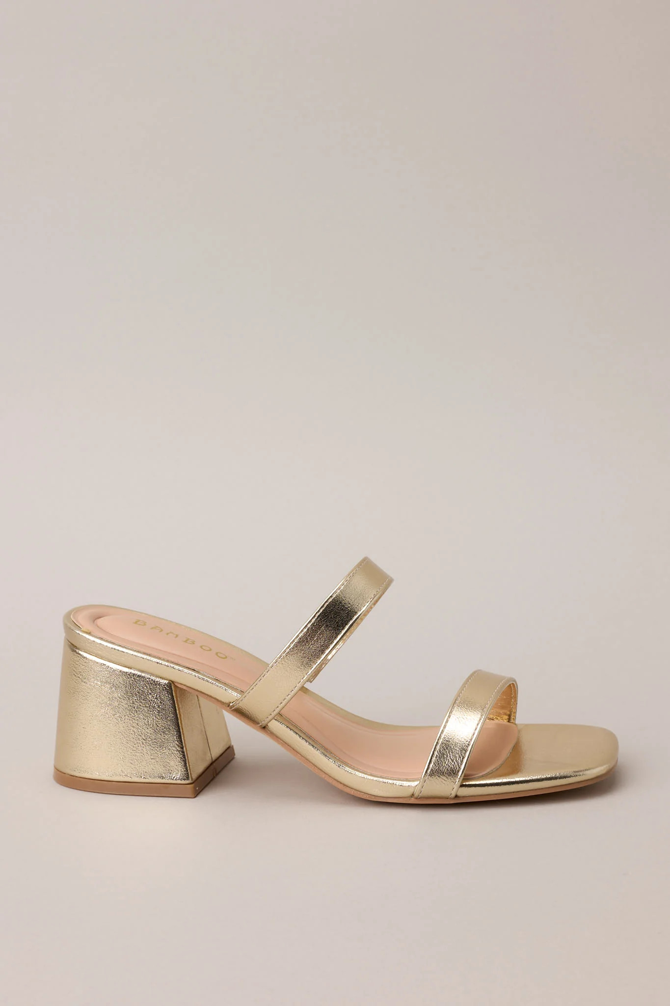 Stolen Moments Gold Block Heel | Red Dress