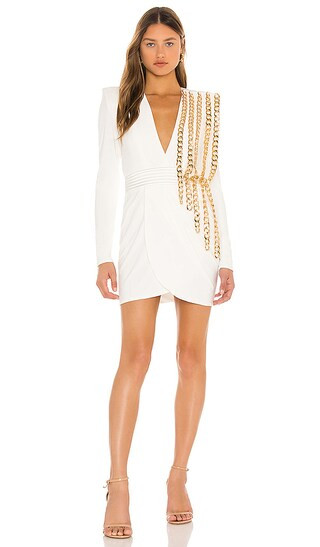 Pheonix Dress in White & Gold | Revolve Clothing (Global)