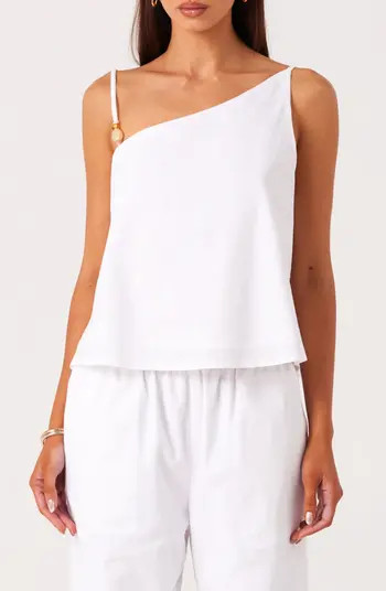 SNDYS Ismene Asymmetrical One Shoulder Linen & Cotton Blend Top | Nordstrom | Nordstrom
