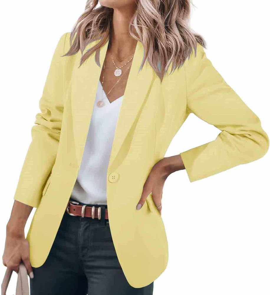 Women's Long Sleeve Blazer Business Casual Outfits Lightweight Slim Fit Work Office Jacket Notche... | Amazon (US)