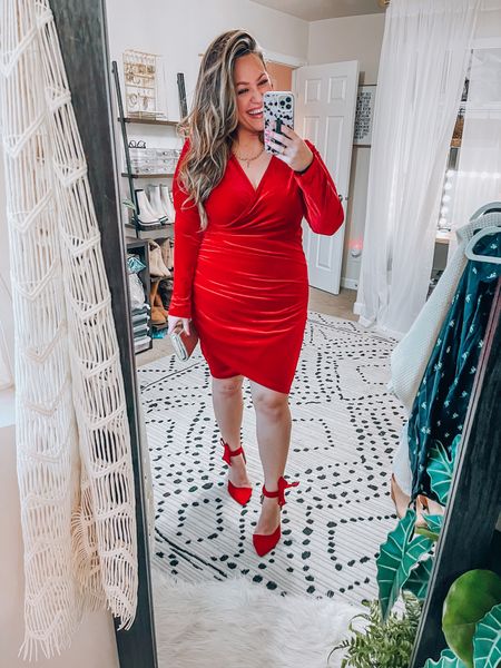 The perfect winter velvet cocktail dress- wearing an xl in this red holiday dress and my red bow pumps are tts- holiday party dress- cocktail dress- date night -Amazon fashion 

#LTKSeasonal #LTKwedding #LTKHoliday