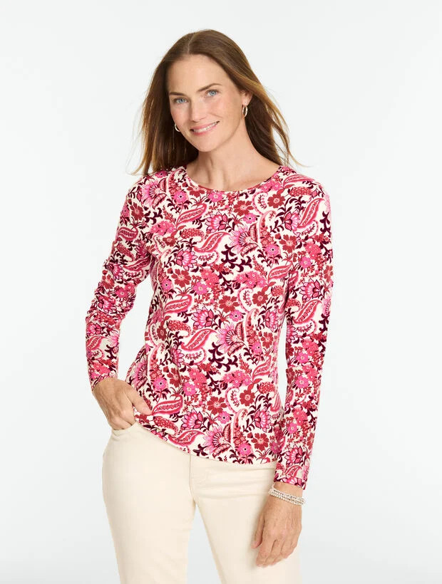 Long Sleeve Crewneck Tee - Verdant Floral | Talbots