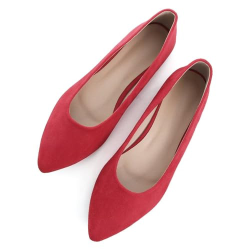 Red Flats for Women Pointed Toe Comfortable Ballet Shoes Dressy Slip-ons Loafers Size 6.5 Red | Amazon (US)
