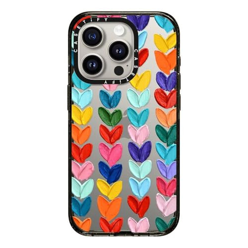 CASETiFY Impact Case for iPhone 15 Pro [4X Military Grade Drop Tested / 8.2ft Drop Protection] - Clear Polka Daub Hearts - Clear Black | Amazon (US)