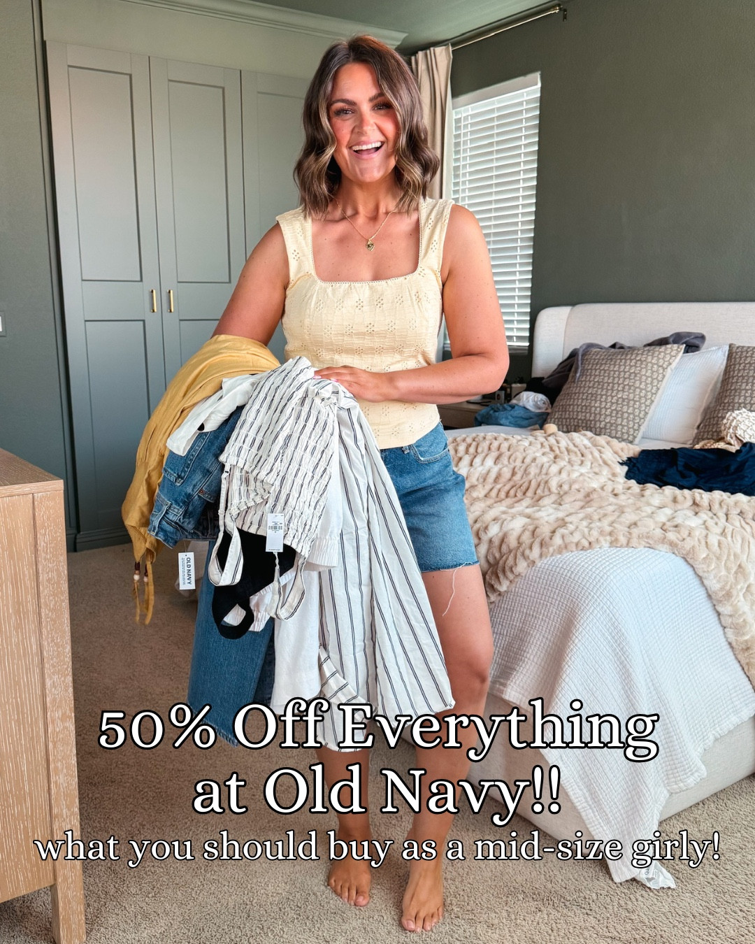 Old Navy Sale Midsize Outfits

Shorts, 14 (sized up 1)
Yellow tank, large White eyelet top, large Blue top, medium Blue skirt, large White linen pants, large Green tshirt, large Mustard yellow dress, medium
Denim jacket, XL
Striped dress, medium Black linen dress, medium (need large)
Jeans, 12
Polka dot top, large Black loungewear set, large top & pants

#LTKMidsize #LTKSaleAlert #LTKgrwm